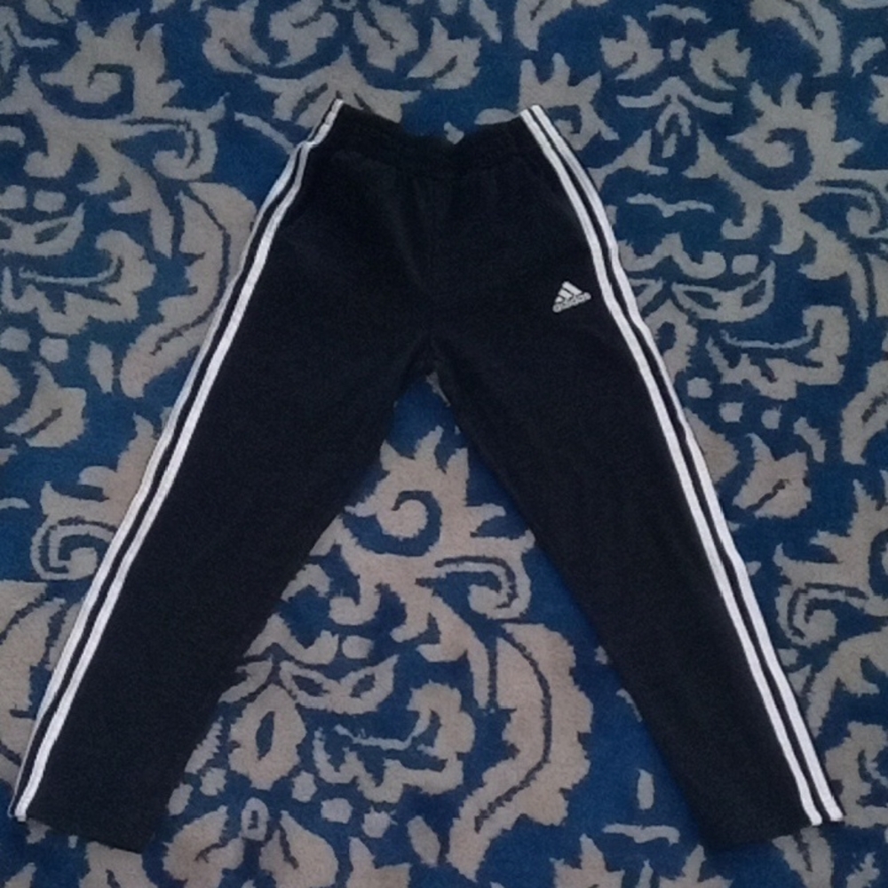 Adidas Kids Black Joggers with White Stripes